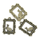 10 Bronze BUNNY RABBIT Frame Charms, Easter Charms, 24x18mm, chb0327