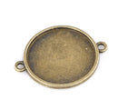 4 Cameo Bezel Frame Charm Pendant Blanks . fits 25mm round cabochon . Bronze Metal chb0158