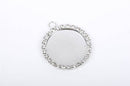2 Rhinestone Bezel Charms, silver plated pendant charm tray, fits 24mm round cabochons, chs2343