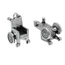 3 Silver Tone WHEELCHAIR Charms, disabled representation, 26x14mm  chs1980