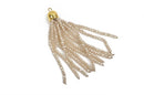 Crystal Bead Tassel Charm Pendant, IVORY CREAM crystals with Gold cap, about 3" long chg0566