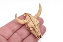 BULL LONGHORN Skull Pendant Bead, Resin Molded with gold pendant bail, 2" wide cho0188