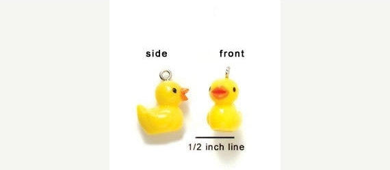 6 Yellow Handpainted DUCK Resin Charms  cha0036