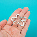 2 Large Antique Silver FLOWER PENDANTS Connectors Charms   45x41mm chs0115