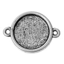 10 Antique Silver Connector Charms Bezel Trays, fits 14mm cabochon, chs2327