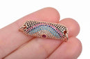 29mm Micro pave' Charm, Bar Charm Connector Link with hand-set crystals, Cubic Zirconia Stones, ROSE GOLD, chs2986