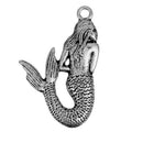 5 Large MERMAID SIREN Ocean Charm Pendants, Silver Tone Beach Sea Theme, 40x26mm, chs2746