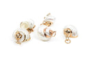 2 Natural Sea Shell Charms with gold plating and gold bail, white seashell, about 3/4" to 1" long cho0105