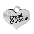 1 Antique Silver Rhinestone "Grand Children" Heart Charm Pendant proposal, 16x14mm  chs1765a