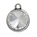 2 Clear Rivoli Charms, Crystal Glass in Silver Bezel, 21x17mm, chs2697