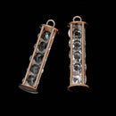 2 Rose Gold Plated STACKED RHINESTONE Cylinder Charm Pendants, minimalist long charm, column charm, unique design, 37x10mm, chs2944