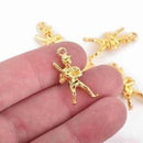 10 Gold BASEBALL PLAYER Charms, 25x14mm, chs2994a
