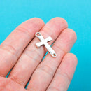 10 Silver Tone Metal Sideways Cross Charm Connectors . 26mm x 14mm  CHS0322