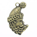 2 Large Bronze Metal SANTA CLAUS charm pendants .  45mm x 27mm  chb0240