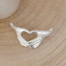 2 Silver Plated HEART HANDS Claddagh / Claddaugh Connectors, Metal Hands Holding, Irish Charm Pendants . chs2764