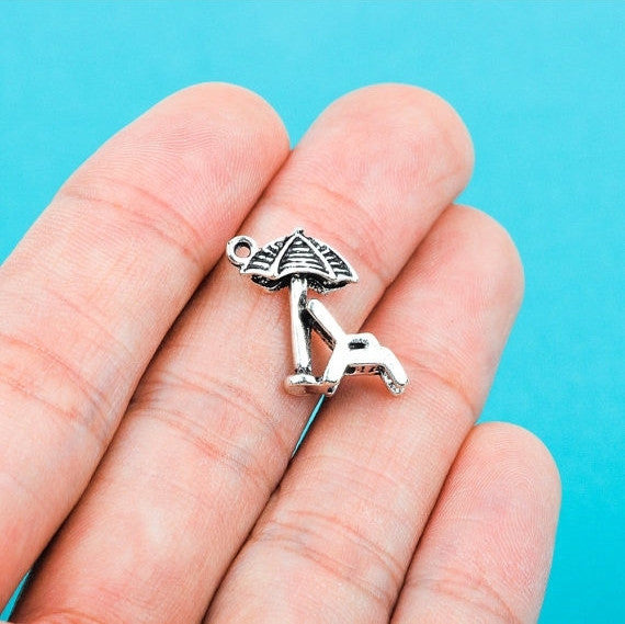 10 BEACH UMBRELLA and Chair Charm Pendants  . chs0287