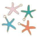 10 Large Enamel and Gold Plated STARFISH BEACH Pendants Charms, mixed colors, 30x23mm, chg0384