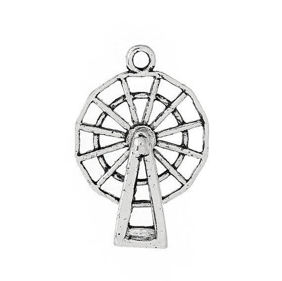 2 Moveable Antique Silver FERRIS WHEEL Charm Pendants  chs1407