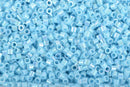 Size 15/0 Miyuki Delica Seed Beads, Opaque Light Blue AB, Color DBS0164, 7 grams, bsd0034