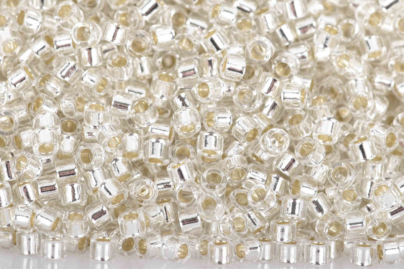 Size 11/0 Miyuki Delica Seed Beads, Silver Lined Crystal, Color DB041, 7.2 grams, bsd0062