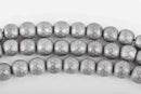 10mm Matte Hematite Round Beads, SILVER Titanium Coated Gemstone Beads, faceted, full strand, 43 beads, ghe0145
