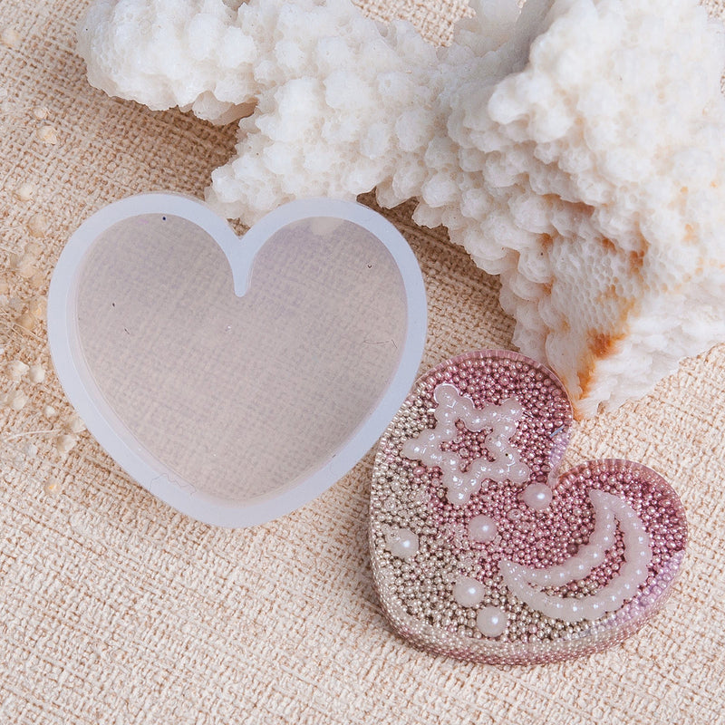 2 RESIN HEART Molds, Silicone Mold to make heart 30mm (1-3/16) charm