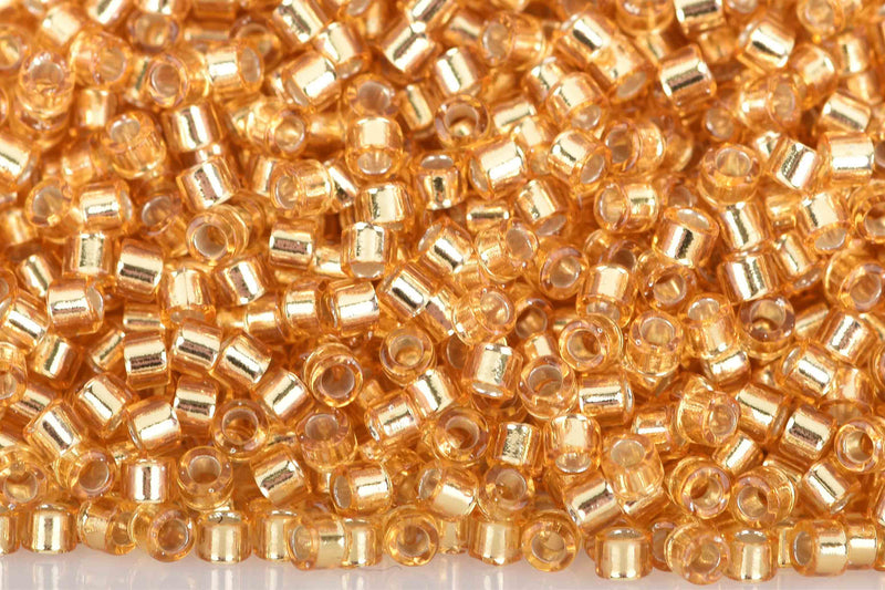 Size 10/0 Miyuki Delica Seed Beads, Silver Lined Gold, 7.2 Grams, Color DBM0042, bsd0074