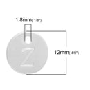 10 Letter Z Alphabet Charms Silver Plated Monogram, double sided round disc letter charms, dot charms, 12mm, (1/2") chs2998