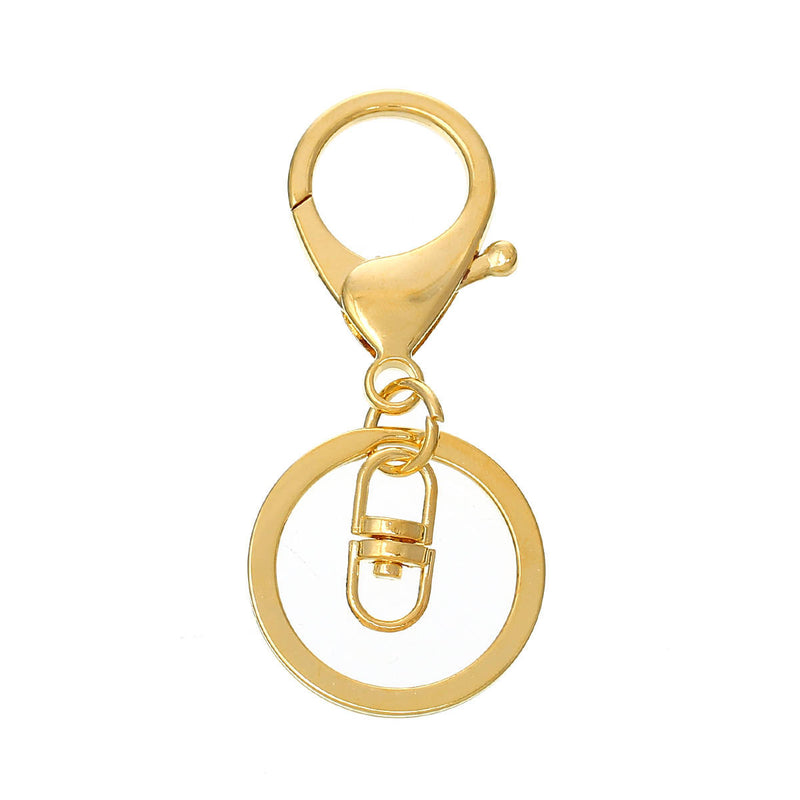 10 Large Gold Keychains with Clasp, lobster clasp, swivel key chain clasp for adding lanyards, purses, add your own charms, fin0681