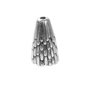 2 Large Bead Cones, FEATHER Pattern, Fits up to 12mm or 14mm beads, 29x18mm (1-1/8"x3/4")  fin0682