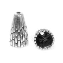 2 Large Bead Cones, FEATHER Pattern, Fits up to 12mm or 14mm beads, 29x18mm (1-1/8"x3/4")  fin0682