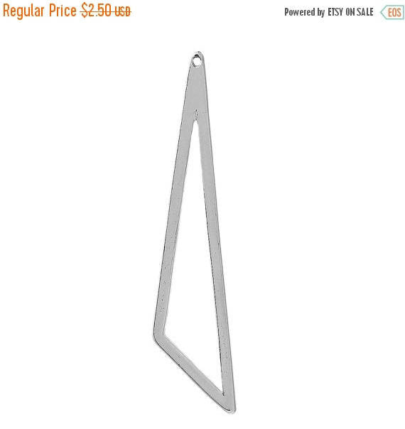 5 Silver Triangle Asymmetrical Pendants, asymmetrical triangle, silver tone scalene geometric shape, 59x13mm, chs2399