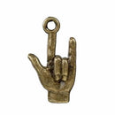 10 Bronze I LOVE You Hand Sign for Sign Language, Charm Pendants chs3003