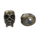 30 Bronze Metal SKULL Beads, Large Hole, drilled top to bottom, great for leather cord, 12mm, bme0409b