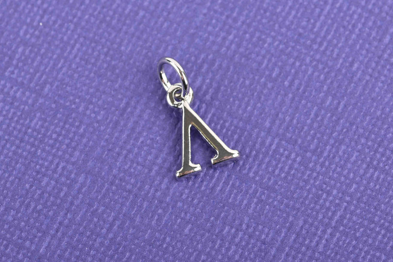 4 LAMBDA Letter Silver Plated Charms, Greek Letter Lambda, Sorority Sister Charms, Silver Plated Pendant, 1/2" tall with jump ring, chs3015