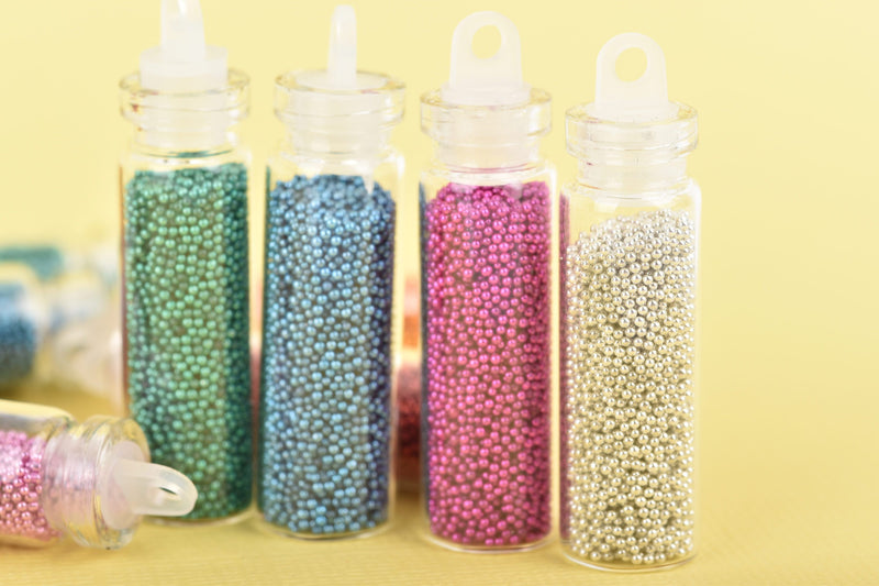 Glass Micro Beads for Nail Art, Paper Crafts, ICE Resin, 18 bottles (36 grams total) mixed colors, cft0075