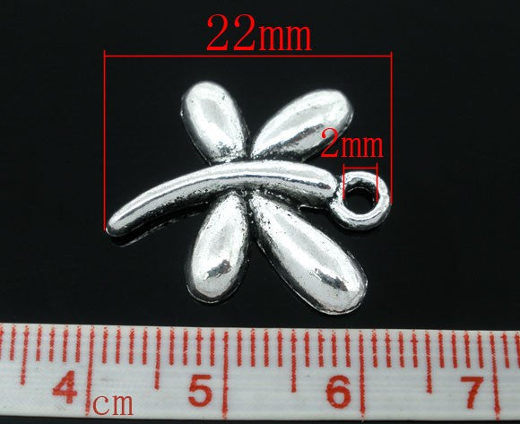 6 Silver DRAGONFLY Charms Pendants. chs0841