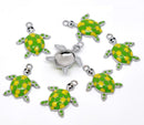 4 Green Enamel Turtle Charm Pendants. CHE0106
