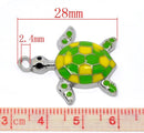 4 Green Enamel Turtle Charm Pendants. CHE0106