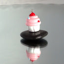 3D Pink and White Handpainted CUPCAKE Resin Charm Pendant  cha0126