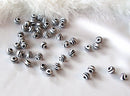 50 Round BLACK and WHITE TIGER or Zebra Striped Beads . acrylic . great for homecoming, spring animal print designs . bac0180