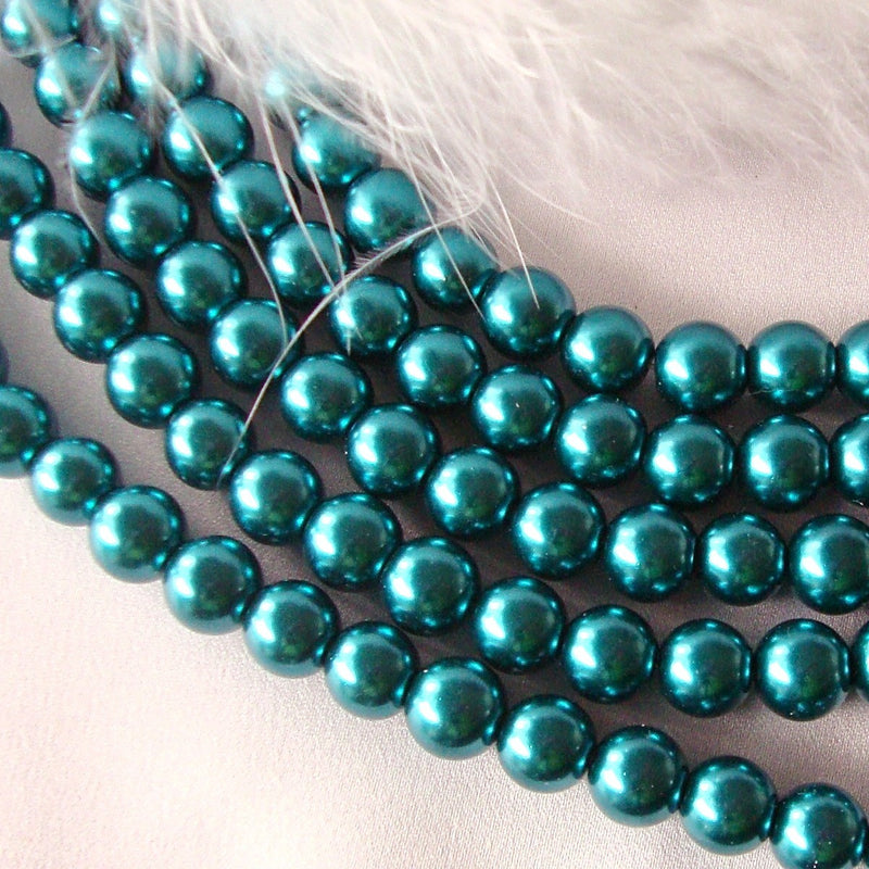 8mm TEAL Glass Pearls  50 beads  bgl0862