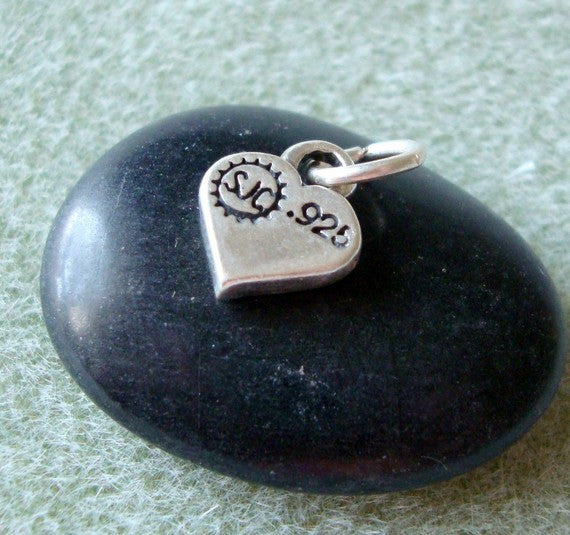 LIL SIS . Sorority Sis .  Sterling Silver Charm . Heart, pms0409