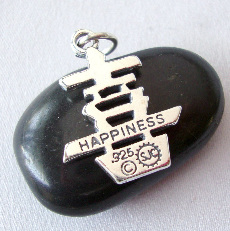 Sterling Silver Chinese Character HAPPINESS Charm Pendant pms0374