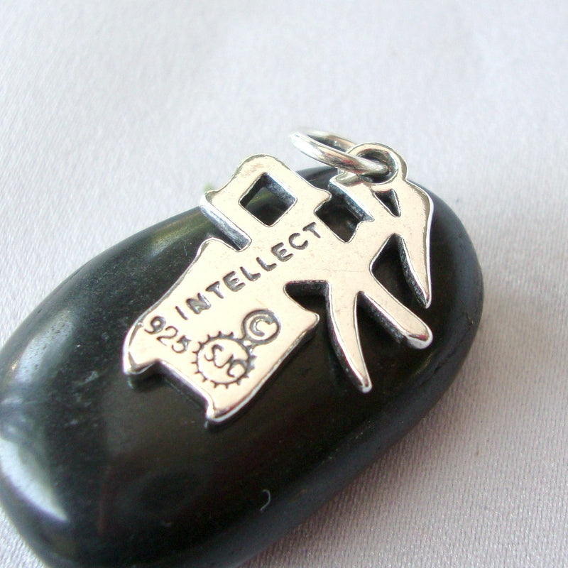 Sterling Silver Chinese Character INTELLECT Charm Pendant . Great Graduation Gift pms0373