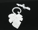 Bright Silver Fancy Toggle Clasps . Grape Leaves . 5 sets  fcl0059