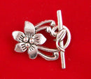 Antique Silver Fancy Toggle Clasps . Flower Lily Design  fcl0046