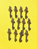 12 Small Skeleton KEY silver charms or pendants   chs0197