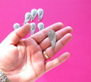 6 Large ANGEL WINGS silver charm pendants chs0704
