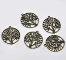 2 Large Antique Bronze Metal TREE of LIFE Circle Pendants. Chb0147